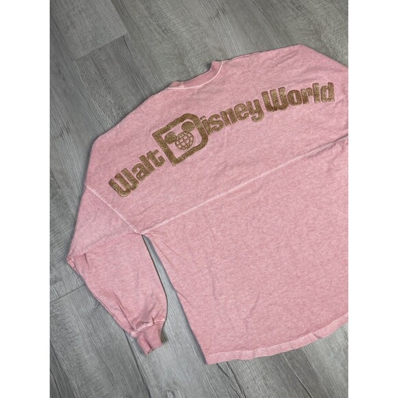 Walt Disney World Pink Rose Gold Glitter Spirit Jersey Oversized T-Shirt Sz S /R - Picture 10 of 12